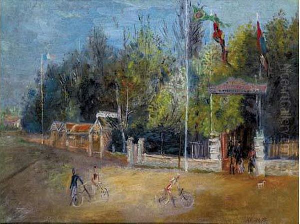 Bicycle Ride, C.1927-1928 Oil Painting by Alexis Pawlowitsch Arapoff