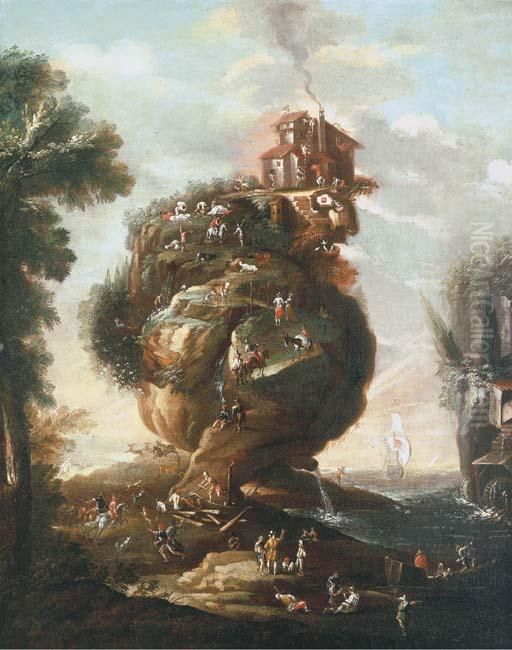 An Anthropomorphic Landscape Oil Painting by Giuseppe Arcimboldo