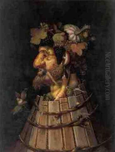 Autumn: An Anthropomorphic Portrait Of A Man Oil Painting by Giuseppe Arcimboldo
