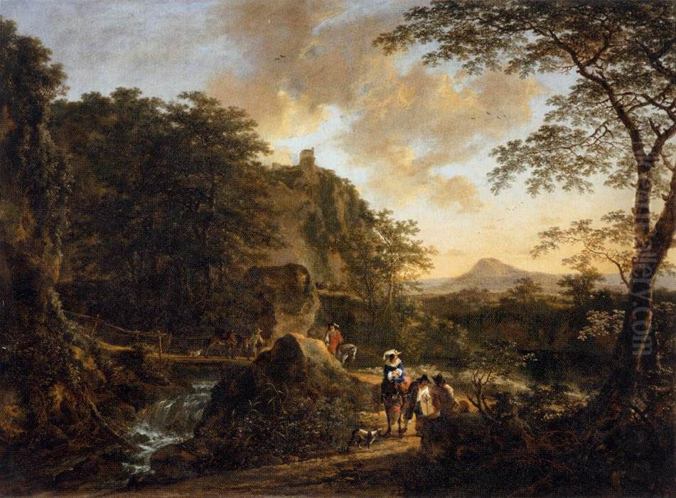 Landscape with a Peasant Woman on a Mule Oil Painting by Jan Both