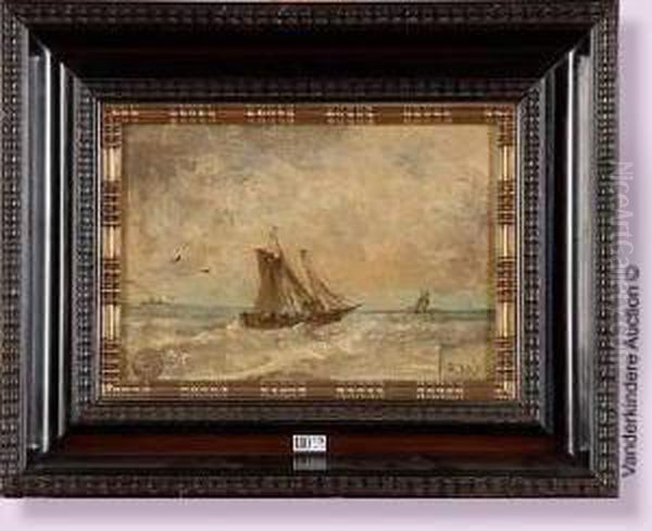 Bateaux De Peche Oil Painting by Louis Artan De Saint-Martin