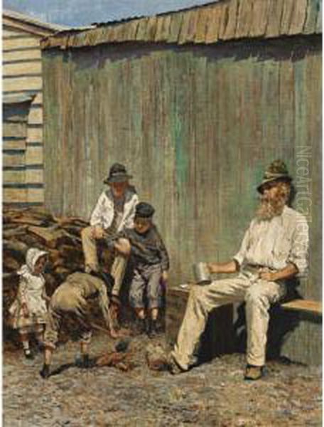 A Chip Of The Old Block Oil Painting by Julian Ashton