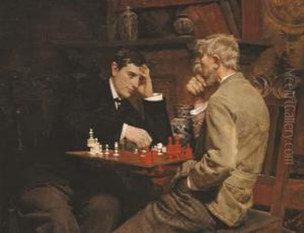 The Chess Game Oil Painting by Julian Ashton