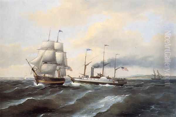 The Steamsailor Benjamin Franklin Oil Painting by Thomas Birch