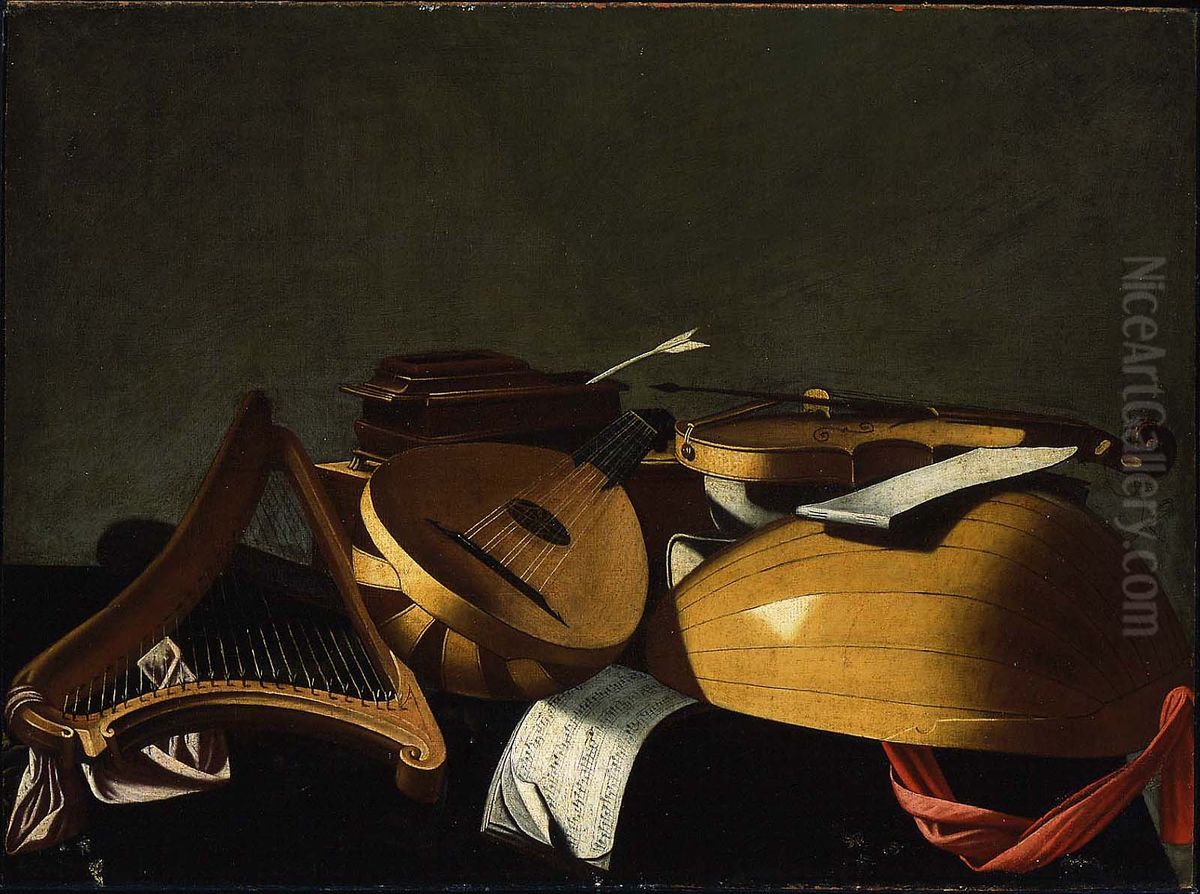 Musical Instruments Oil Painting by Evaristo Baschenis