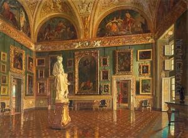 The Sala Dell'iliade In The Galleria Palatina At The Pitti Palace Oil Painting by Antonio Maria Aspettati