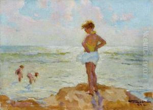 Au Bord De La Mer Oil Painting by Charles Garabed Atamian