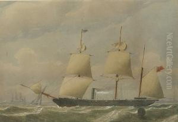 An 8/12-gun Sloop Of The Royal Navy Heaving-to For An Approaching Cutter Oil Painting by William Edward Atkins