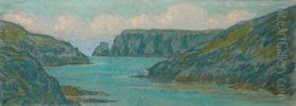 Port De Ster Houen, Belle-ile Oil Painting by Jean-Francis Auburtin