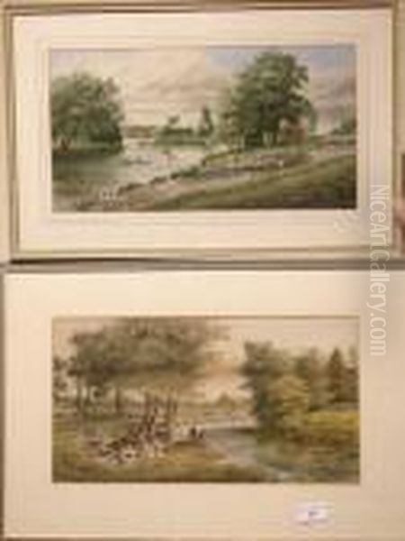 'darley Mill Near Derby '
 ' Markeaton Brook Near Derby ' Oil Painting by William Frederick Austin