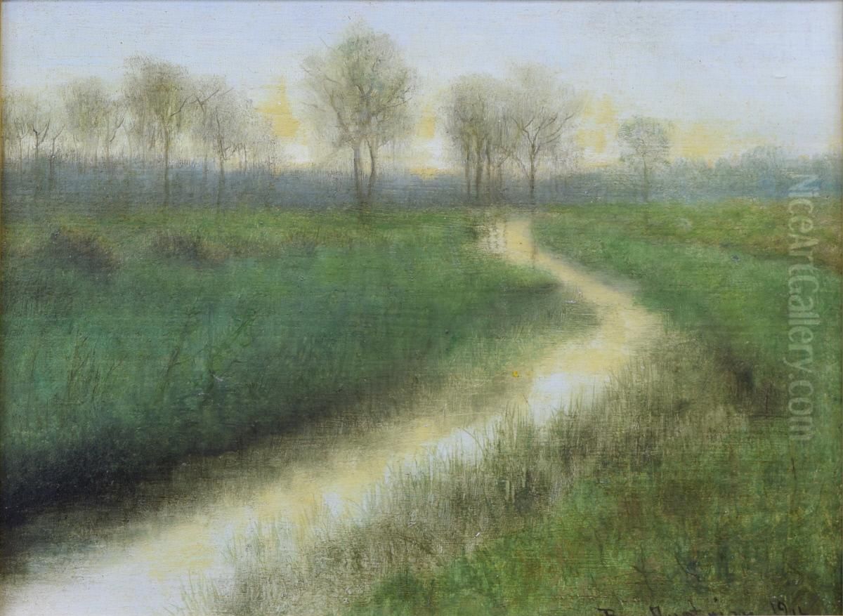 Landscape With Stream Oil Painting by Ben Austrian