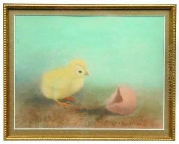Paper Of Chick And Egg Oil Painting by Ben Austrian
