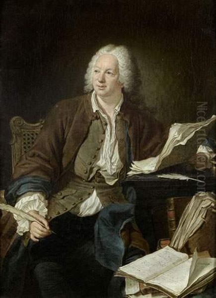 Et Son Atelier : Portrait De Jean-baptiste Rousseau, Poete Et Ecrivain Oil Painting by Jacques-Andre-Joseph Aved