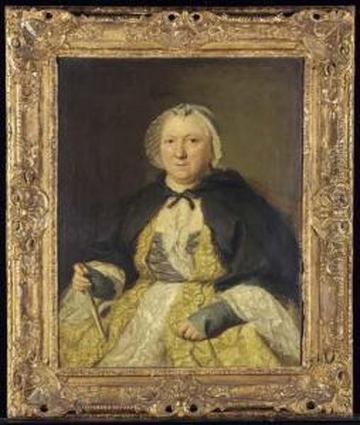 Portrait De Madame Crozat Oil Painting by Jacques-Andre-Joseph Aved