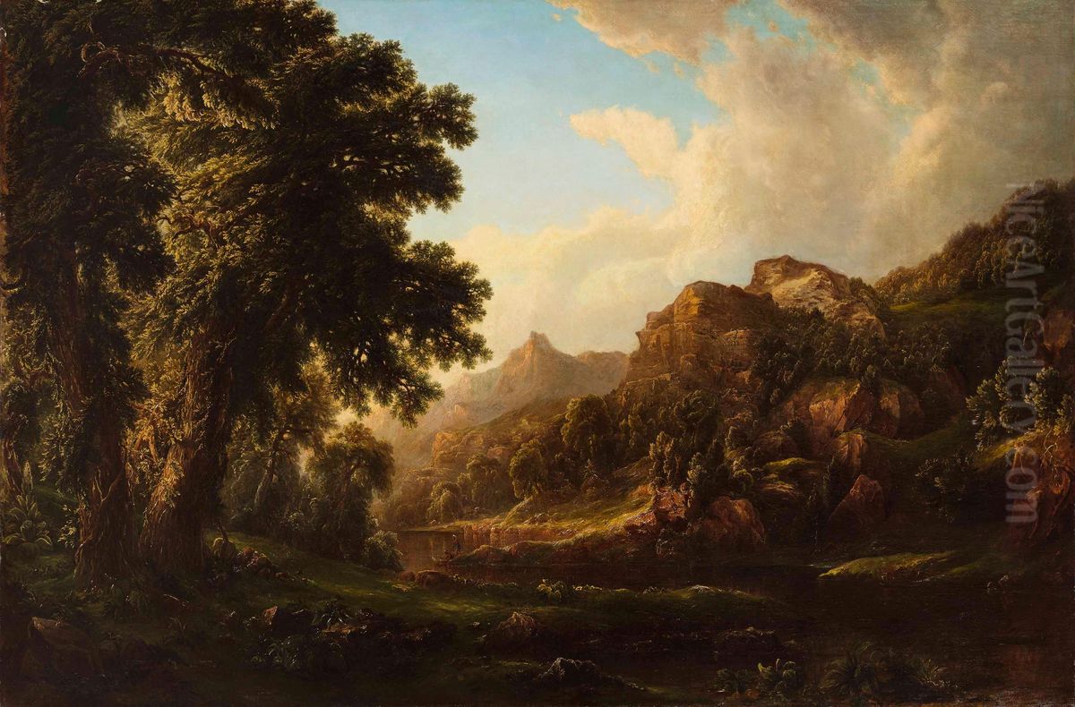 Landscape with Two Indians Oil Painting by William Mason Brown