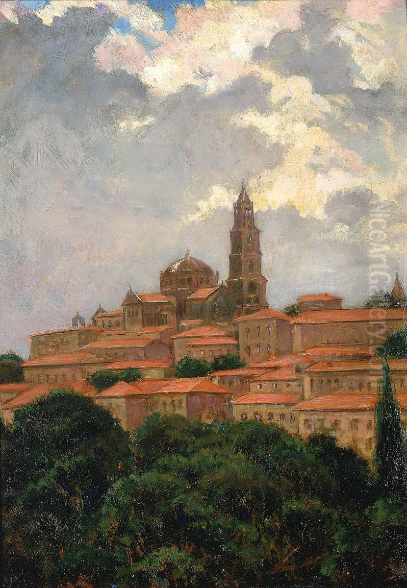 Cathedral at le Puy Oil Painting by James Carroll Beckwith
