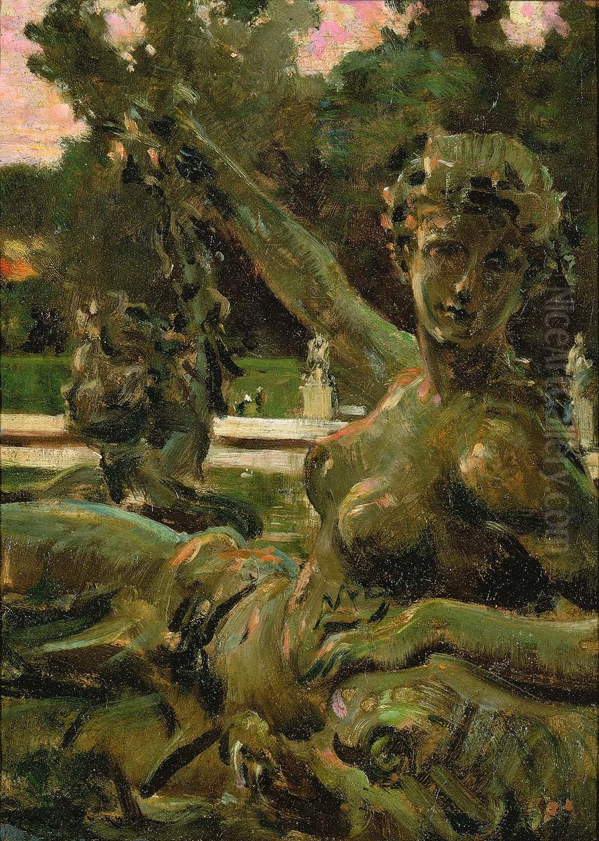 Nymph and Cupid Oil Painting by James Carroll Beckwith