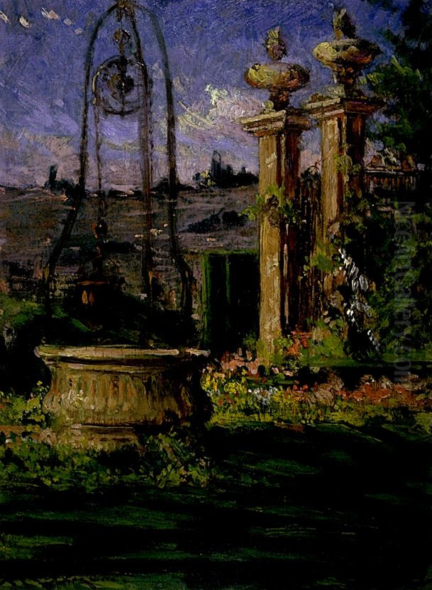 In the Gardens of the Villa Palmieri Oil Painting by James Carroll Beckwith
