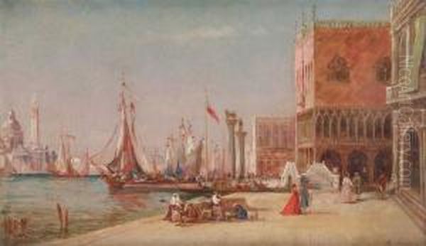 Promeneurs A Venise Oil Painting by Adolphe Bachmann