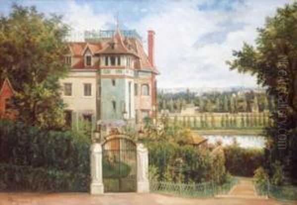 Chalet Des Roses. Oil Painting by Adolphe Bachmann