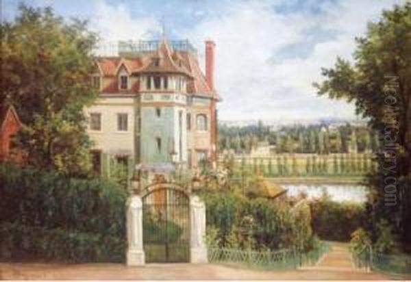 Chalet Des Roses. 8 Oil Painting by Adolphe Bachmann