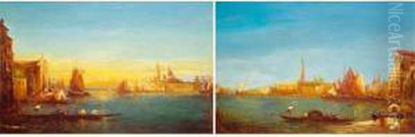 Vues De La Lagune, Venise, Circa 1910 Oil Painting by Adolphe Bachmann