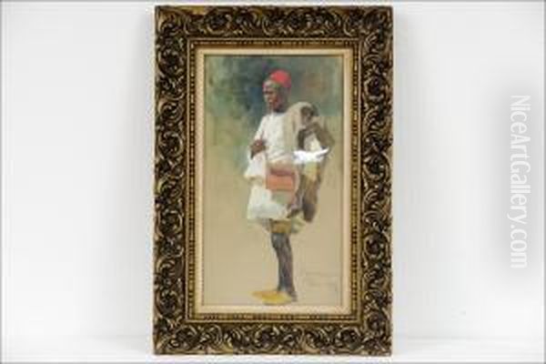 Fetsipainen Nuorukainen - Yngling I Fez. Oil Painting by Hugo Elias Backmansson