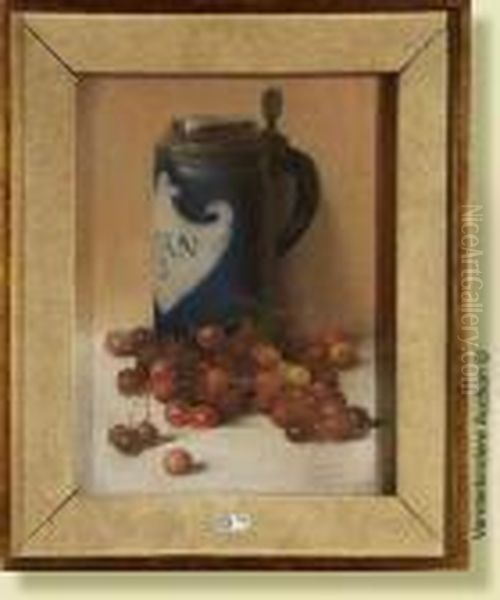 Lescerises, Pastel Sur Papier. 
Signe En Bas A Droite Firmin Baes.ecole Belge. Dim.: 36x28cm Oil Painting by Firmin Baes