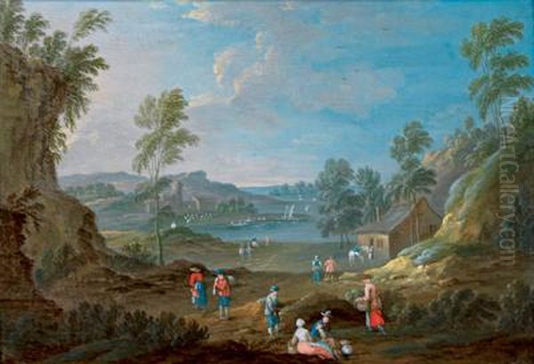 Vista Su Un Paesaggio Con Sullo Sfondo Un Bacino D