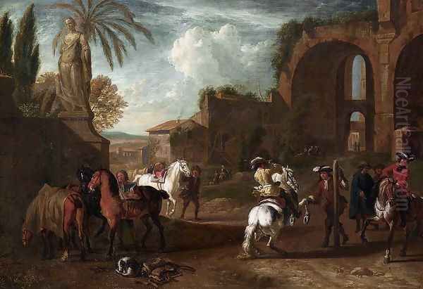 A Riding-School c. 1700 Oil Painting by Pieter van Bloemen