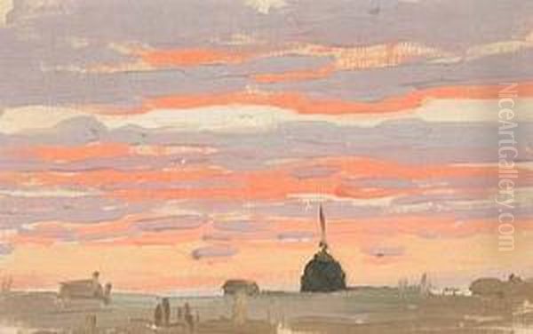 Atardecer.
 Oleo Sobre Lienzo Adherido A Ta Oil Painting by Dionis Verdaguer Baixeras