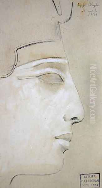 Study of a Relief of a Profile of Seti I in the Temple of Seti I, Abydos, 1874 Oil Painting by F. A. Bridgeman