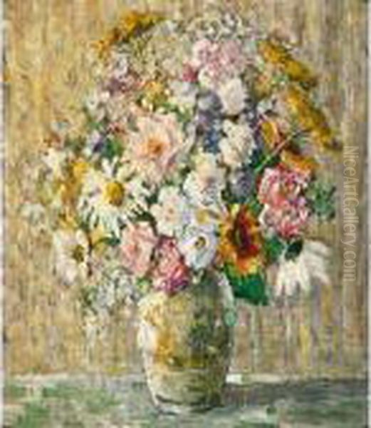 Still Life Of Spring Flowers Oil Painting by Arthur Baker-Clack