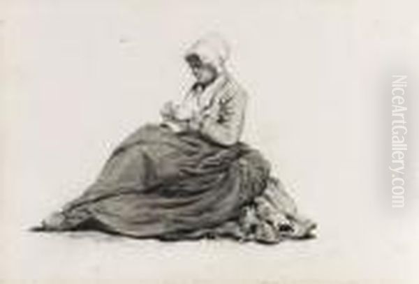 An Album With Drawings Of 
Mountainous Landscapes, Houses, Shipping,and An Interior, Some With 
Figures Oil Painting by Julius Jacobus Van De Sande Bakhuyzen