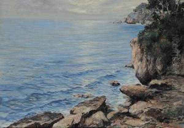Veduta Costiera Ligure Oil Painting by Guglielmo Baldassini