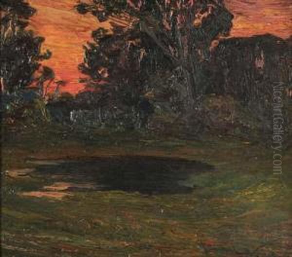 Paesaggio All'imbrunire Oil Painting by Guglielmo Baldassini