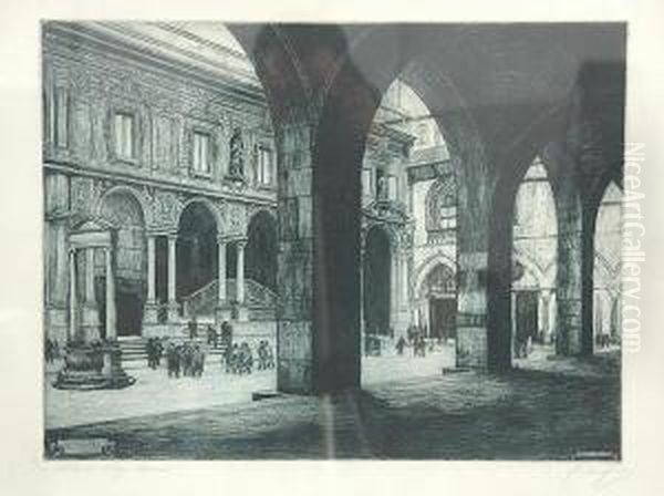 Milano - Piazza Mercanti Oil Painting by Guglielmo Baldassini