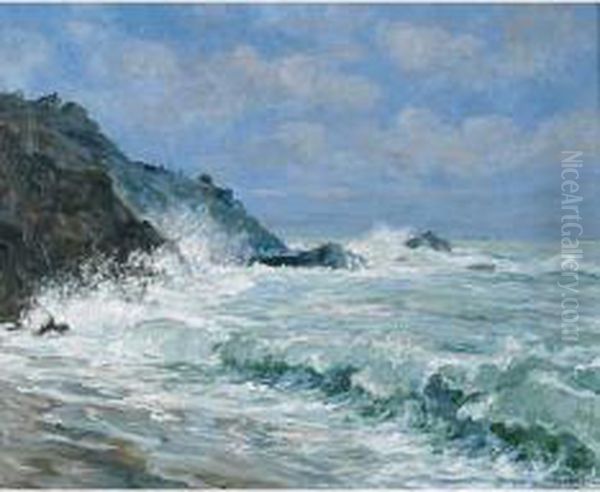 Scogliera A Zoagli Oil Painting by Guglielmo Baldassini