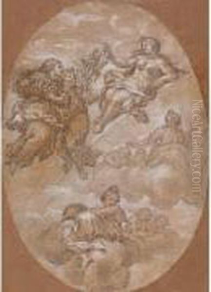 L'abondance Et La Fertilite Rendant Hommage A Iris, Fille De
 Junon Oil Painting by Lazzaro Baldi