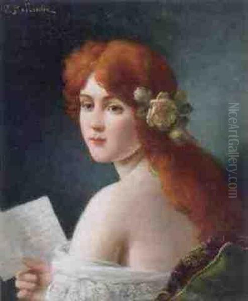 Letter Oil Painting by Jules Frederic Ballavoine
