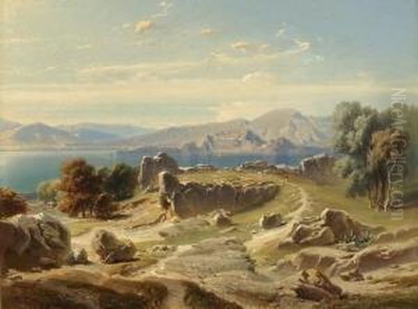 Blick Auf Den Albufera-see Bei
 Valencia. Oil Painting by Friedrich Bamberger