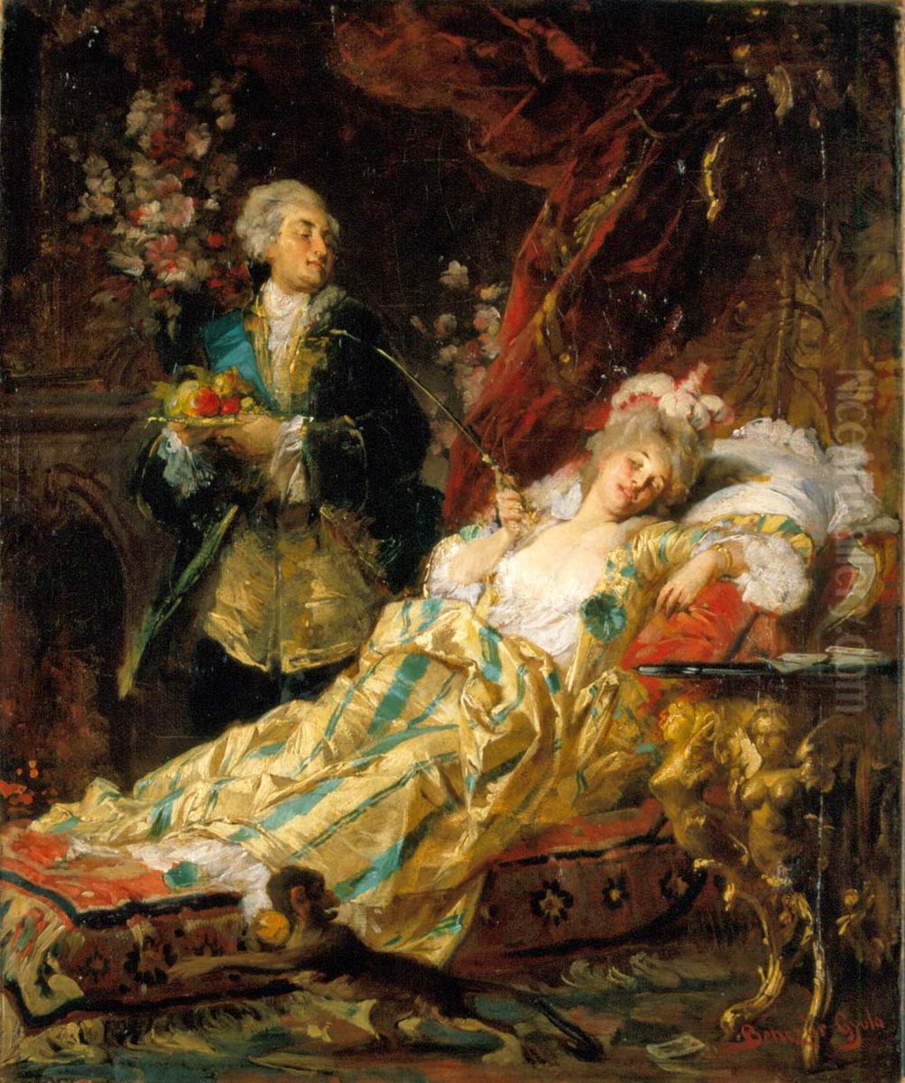 Louis XV and Madame Dubarry Oil Painting by Gyula Benczur