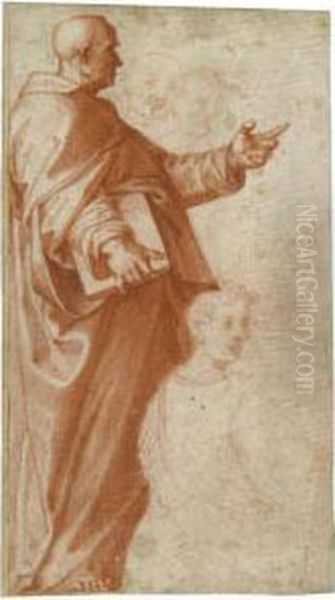 Profile Study Of A Standing 
Saint Holding A Book, With Subsidiary Studies Of Three Additional 
Figures Oil Painting by Baccio Bandinelli
