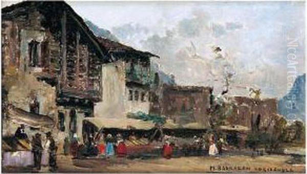 Escena Urbana (village Scene) Oil Painting by Mariano Barbasan Lagueruela