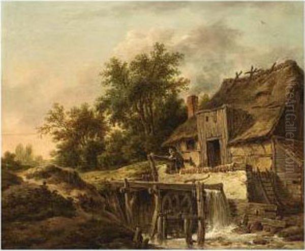 Landscape With A Watermill Oil Painting by Pieter Bartholomeusz. Barbiers IV