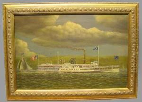 The Steamboat 'sam Sloan'
Initialed Oil Painting by James Bard