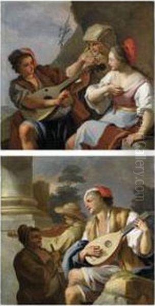 Suonatore Di Mandolino; E Concerto Di Musica Popolare Oil Painting by Pietro Bardellino