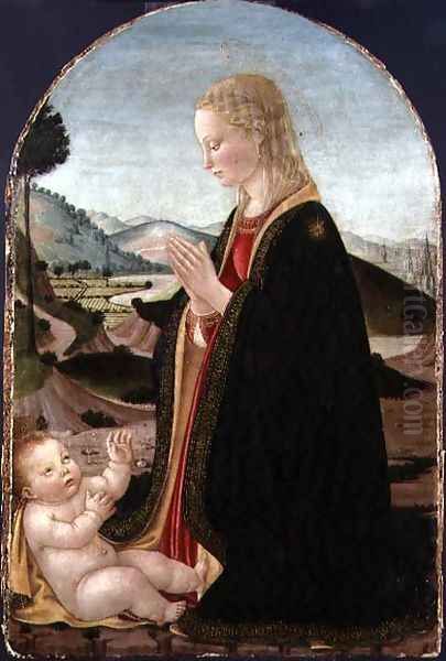 Virgin Adoring the Child Oil Painting by Francesco Botticini