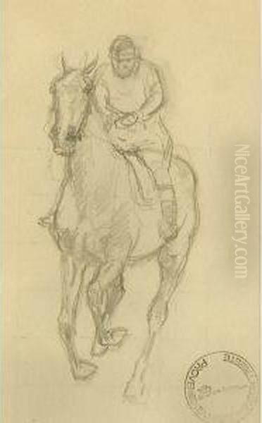 Lotto Di 2 Disegni A Matita, Misure Diverse. Provenienza Eredi Barison. Oil Painting by Giuseppe Barison