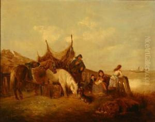 Waiting To Sail Oil Painting by John Joseph Barker Of Bath